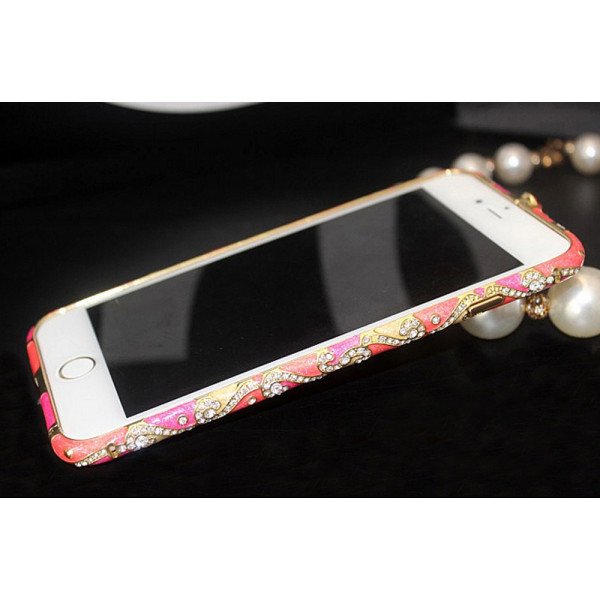 Wholesale Apple iPhone 5S 5 Luxury Diamond Metal Bumper (Hot Pink)